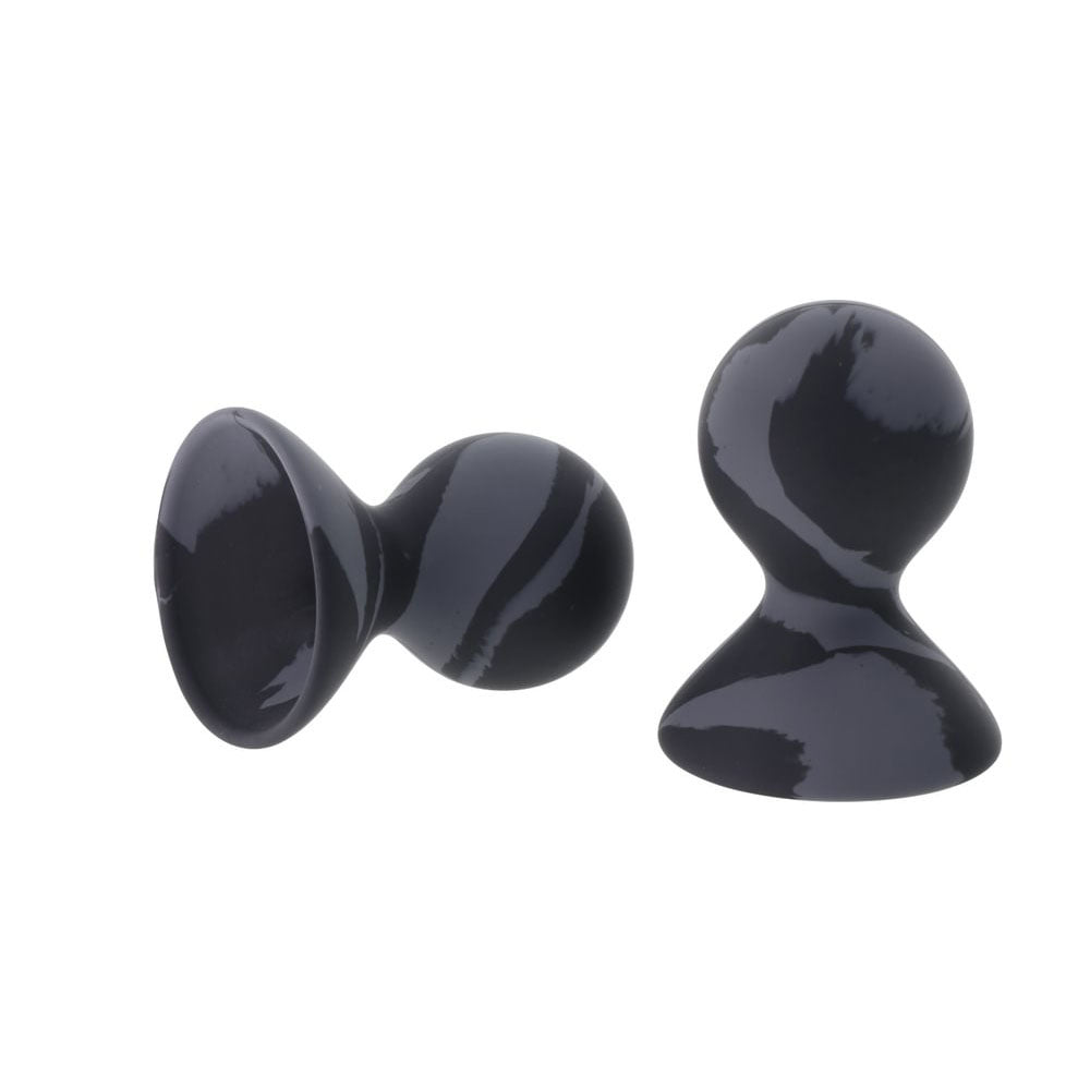 SPORTSHEETS Velvet Noir Silicone Nipple Suckers - Black/Grey Nipple Suckers - Set of 2 - Hush Store Sydney 