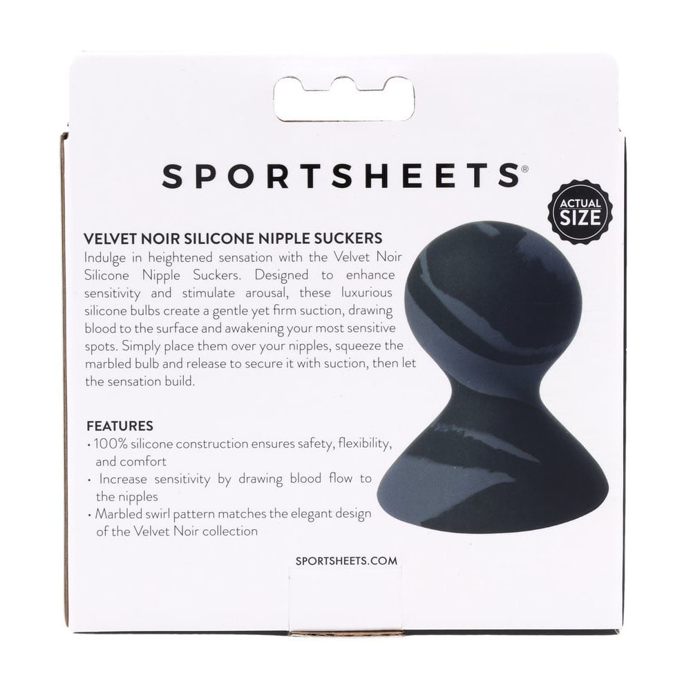 SPORTSHEETS Velvet Noir Silicone Nipple Suckers - Black/Grey Nipple Suckers - Set of 2 - Hush Store Sydney 