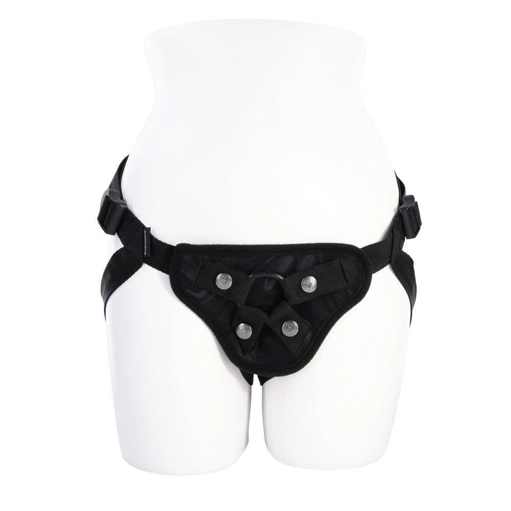 SPORTSHEETS Velvet Noir Strap On - Black Adjustable Strap-On Harness (No Probe Included) - Hush Store Sydney 