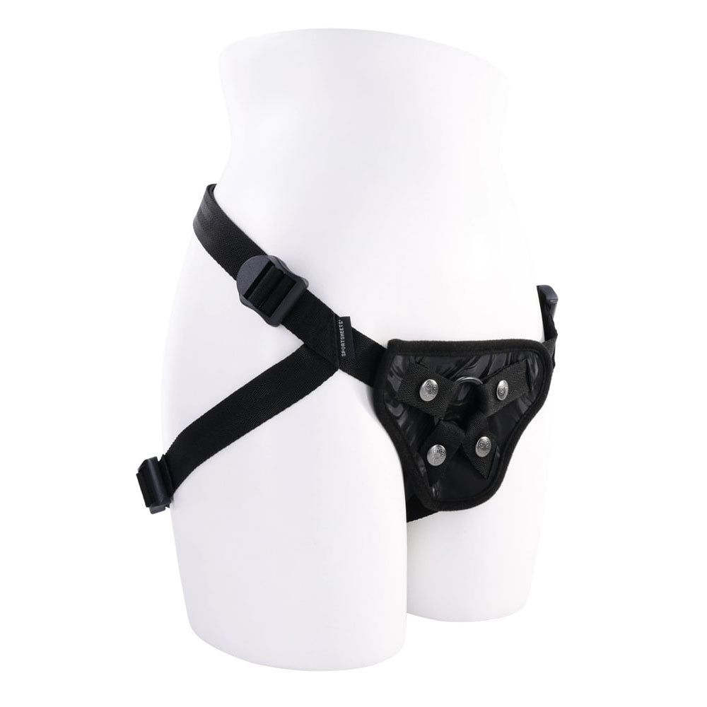 SPORTSHEETS Velvet Noir Strap On - Black Adjustable Strap-On Harness (No Probe Included) - Hush Store Sydney 