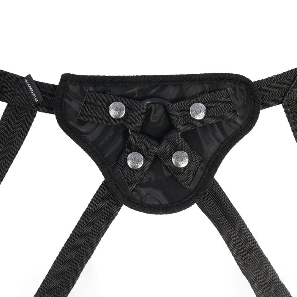SPORTSHEETS Velvet Noir Strap On - Black Adjustable Strap-On Harness (No Probe Included) - Hush Store Sydney 