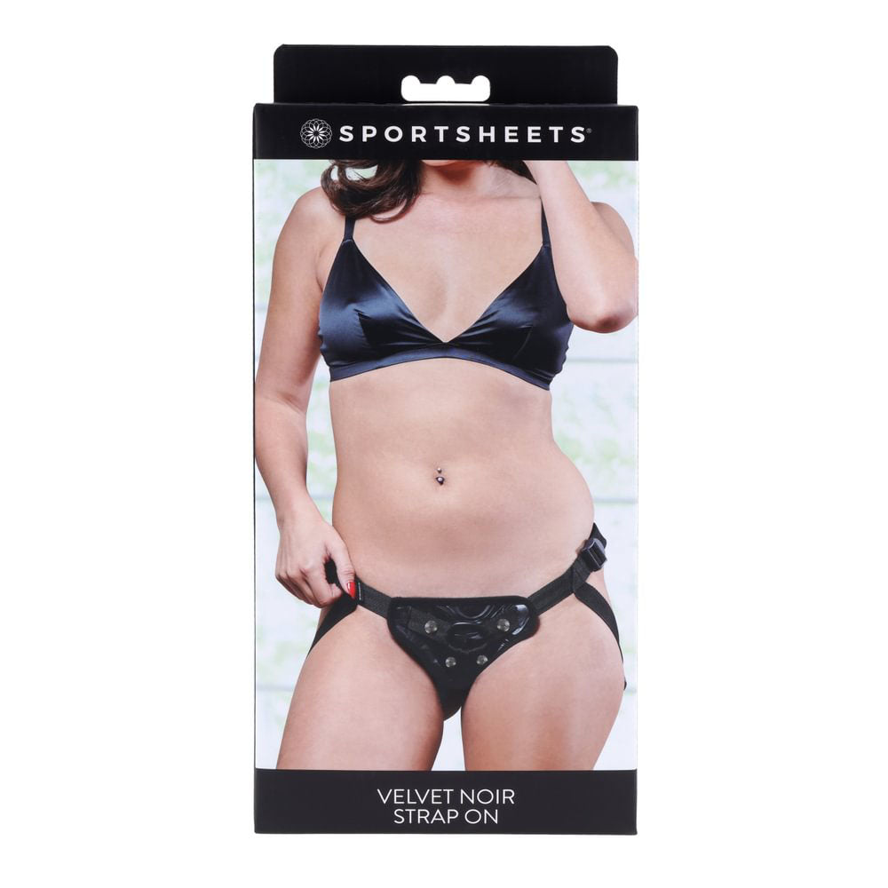 SPORTSHEETS Velvet Noir Strap On - Black Adjustable Strap-On Harness (No Probe Included) - Hush Store Sydney 
