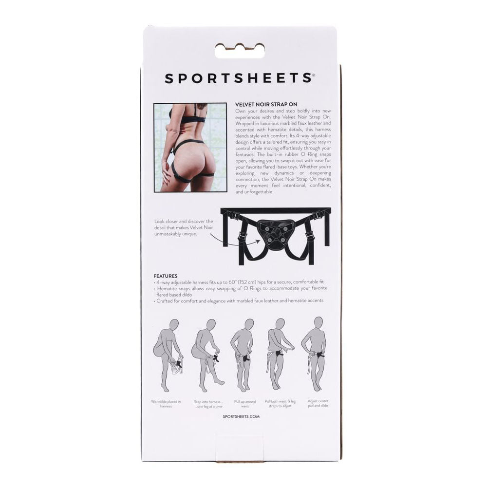 SPORTSHEETS Velvet Noir Strap On - Black Adjustable Strap-On Harness (No Probe Included) - Hush Store Sydney 
