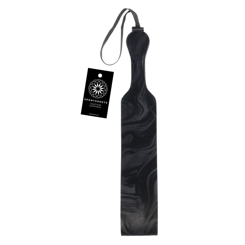 SPORTSHEETS Velvet Noir Loop Paddle - Black 42 cm Paddle - Hush Store Sydney 