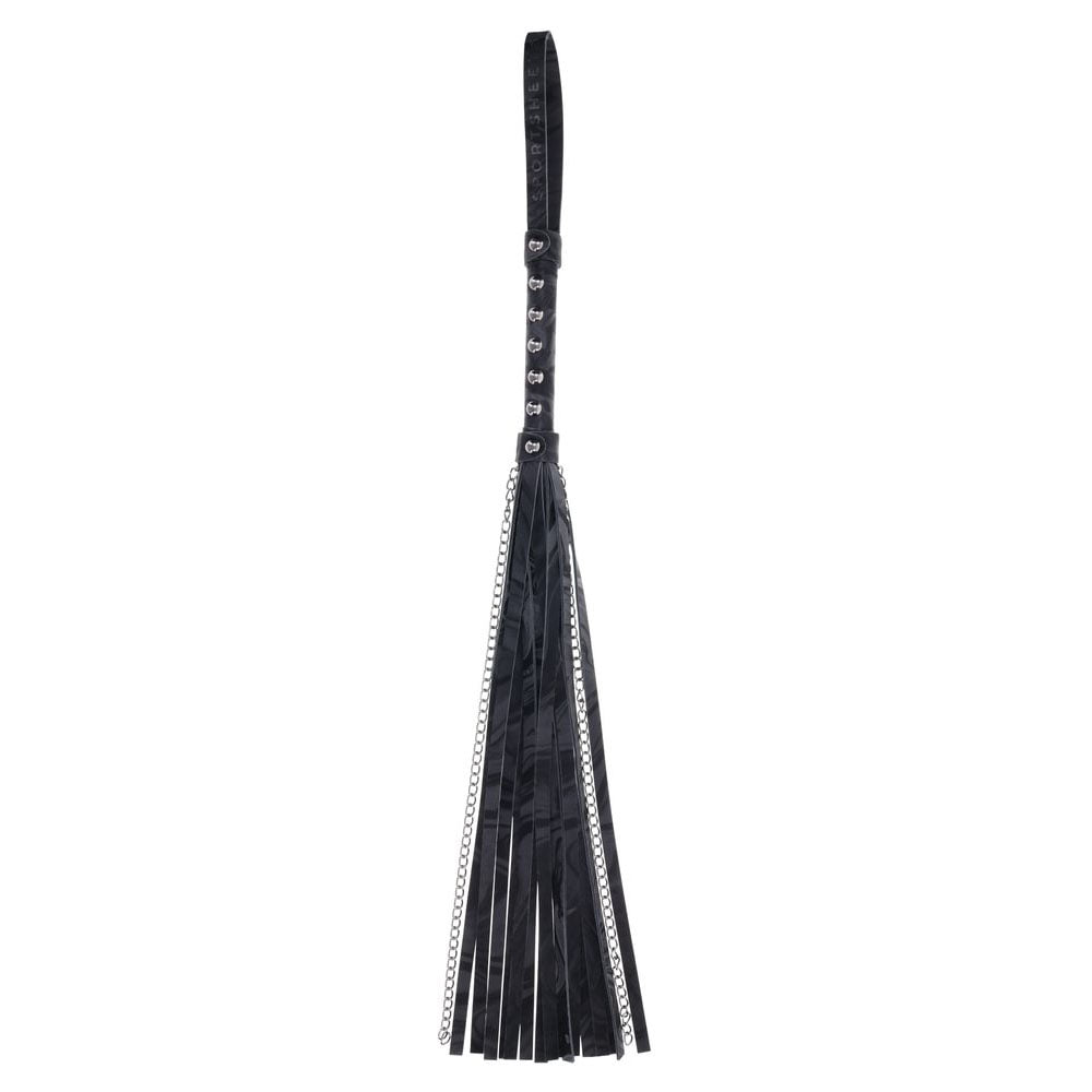 SPORTSHEETS Velvet Noir Chain Flogger - Black 43 cm Flogger Whip - Hush Store Sydney 