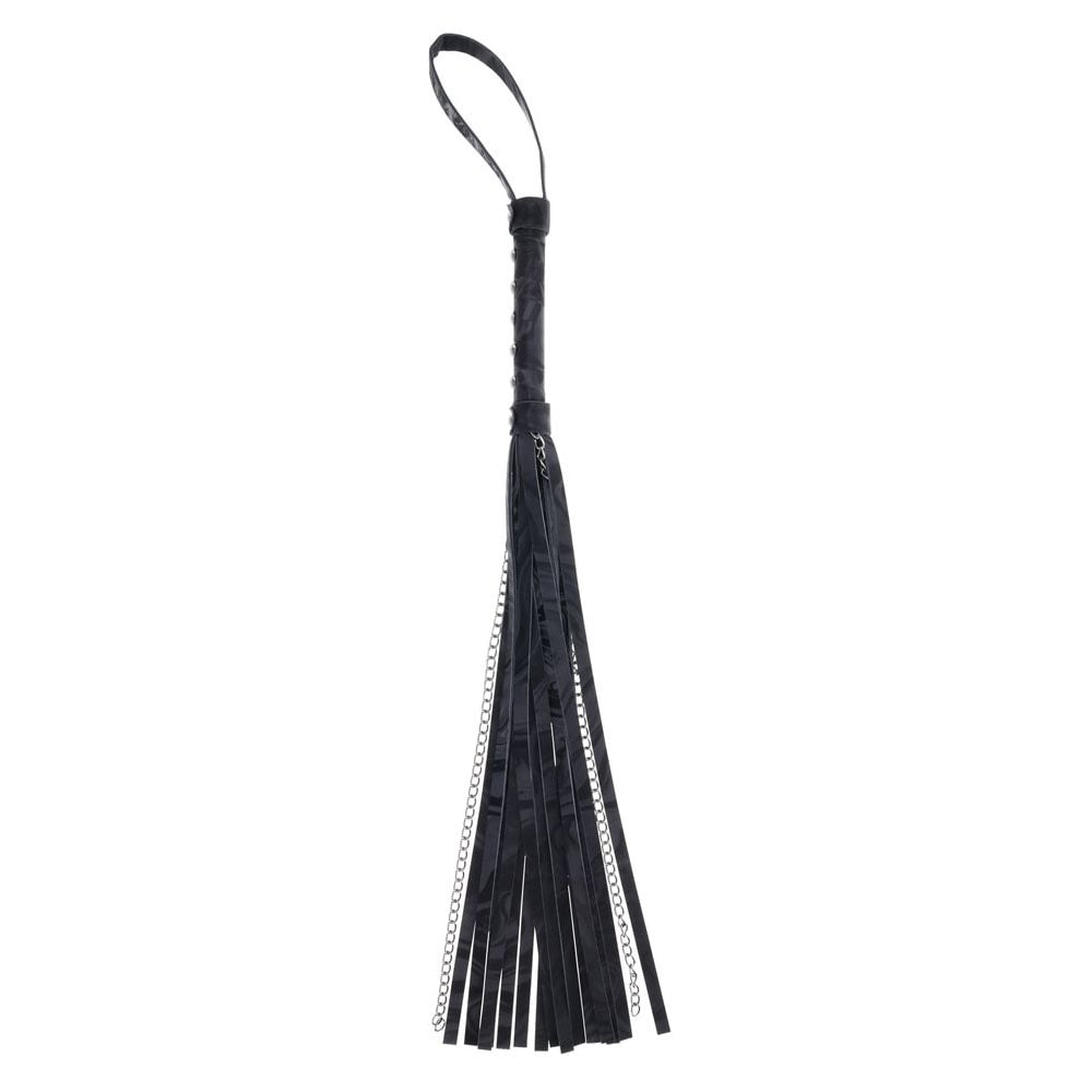 SPORTSHEETS Velvet Noir Chain Flogger - Black 43 cm Flogger Whip - Hush Store Sydney 