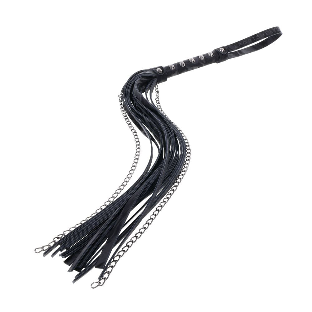 SPORTSHEETS Velvet Noir Chain Flogger - Black 43 cm Flogger Whip - Hush Store Sydney 
