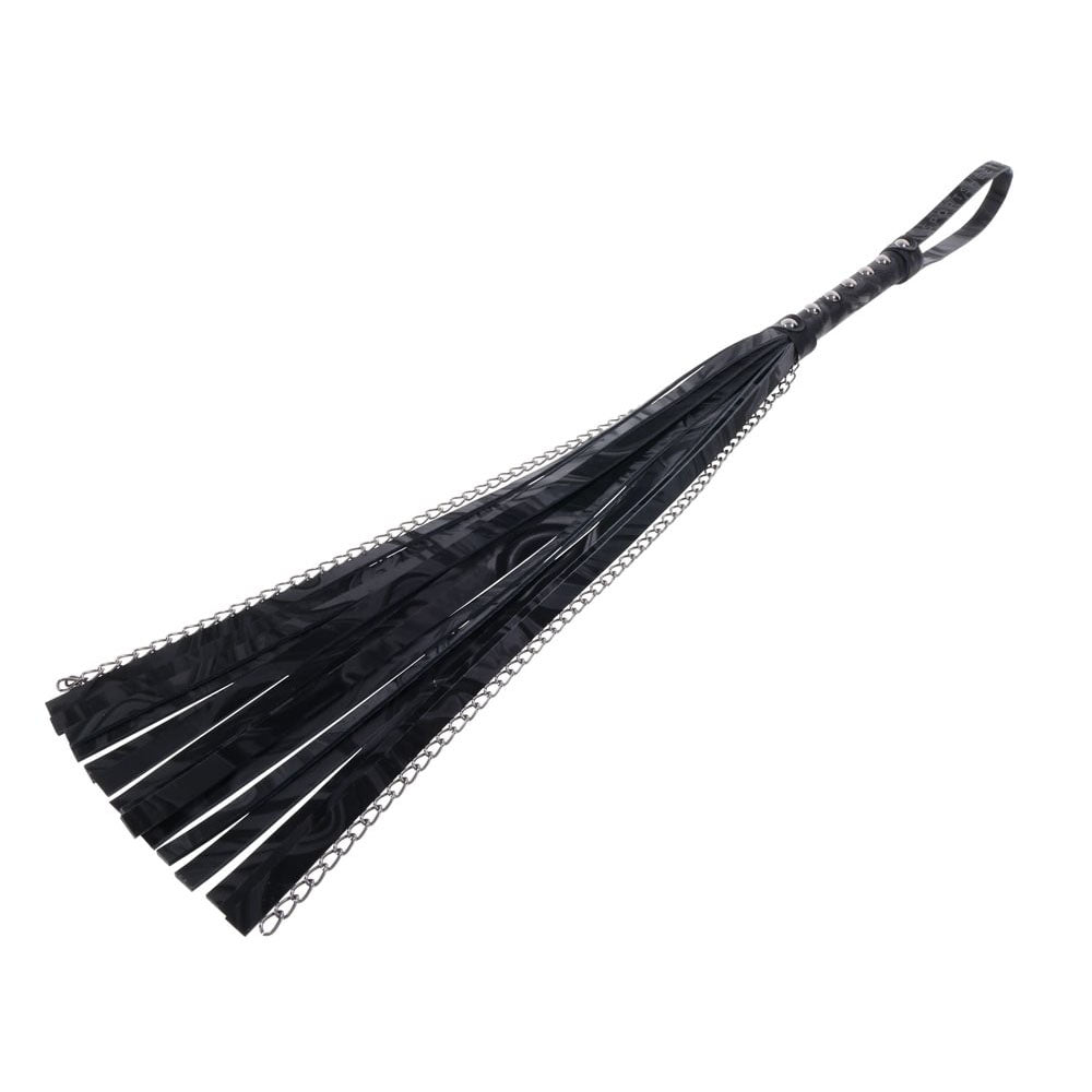 SPORTSHEETS Velvet Noir Chain Flogger - Black 43 cm Flogger Whip - Hush Store Sydney 