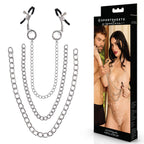 SPORTSHEETS Signature exCHAINgeable Nipple Jewelry - Silver Nipple Clamps with Chain