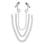 SPORTSHEETS Signature exCHAINgeable Nipple Jewelry - Silver Nipple Clamps with Chain