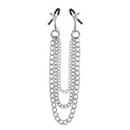 SPORTSHEETS Signature exCHAINgeable Nipple Jewelry - Silver Nipple Clamps with Chain