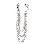 SPORTSHEETS Signature exCHAINgeable Nipple Jewelry - Silver Nipple Clamps with Chain