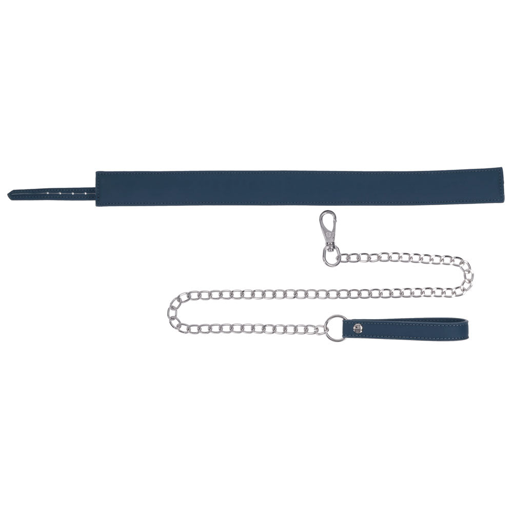SPORTSHEETS Signature Twilight Tease Collar & Leash - Blue Adjustable Restraint