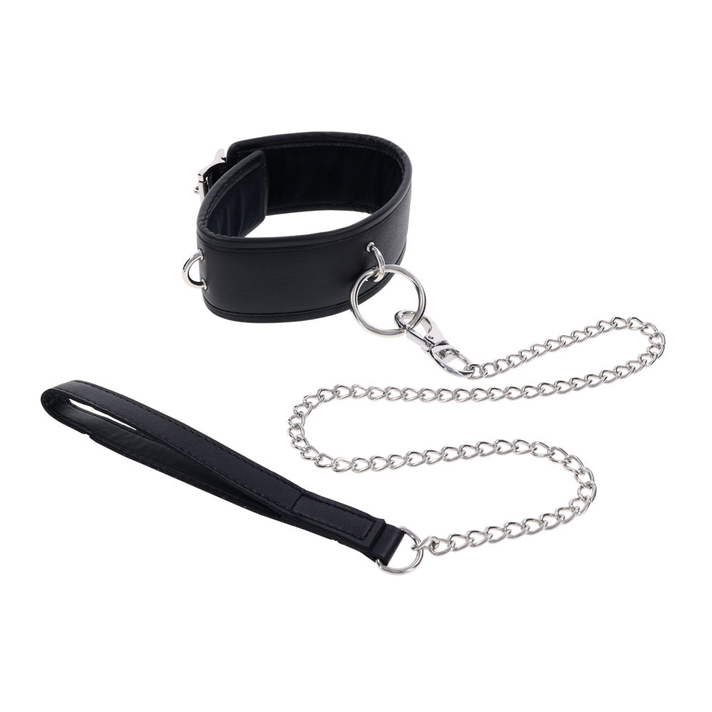 EDGE Collar & Leash - Black Neck Restraint with Heavy Duty Metal Leash - Hush Store Sydney 