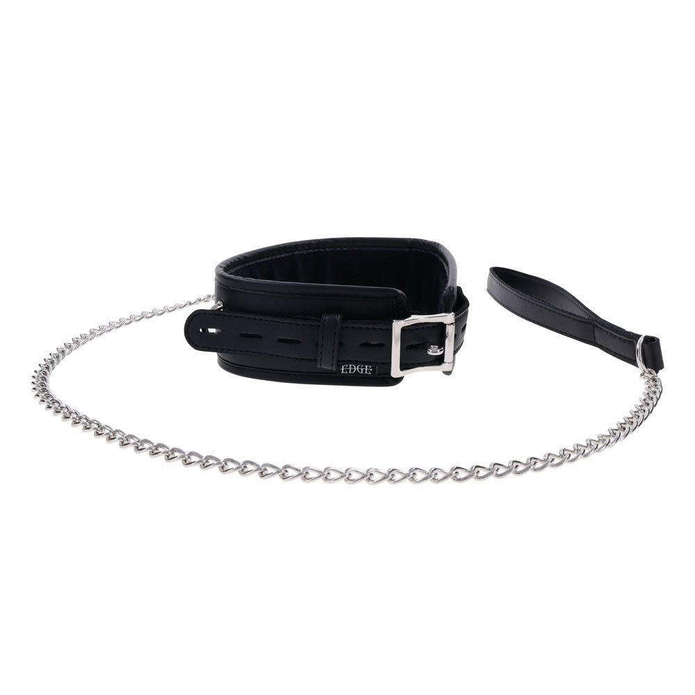 EDGE Collar & Leash - Black Neck Restraint with Heavy Duty Metal Leash - Hush Store Sydney 