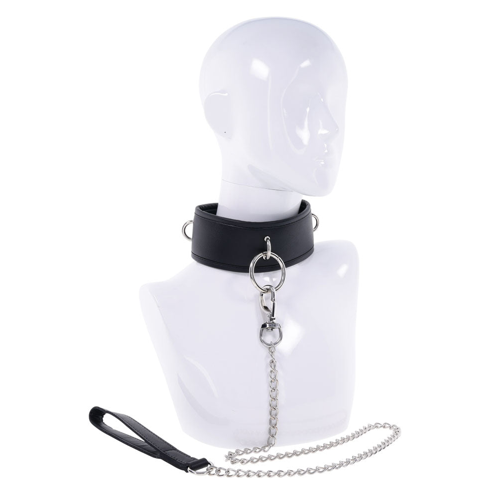 EDGE Collar & Leash - Black Neck Restraint with Heavy Duty Metal Leash - Hush Store Sydney 