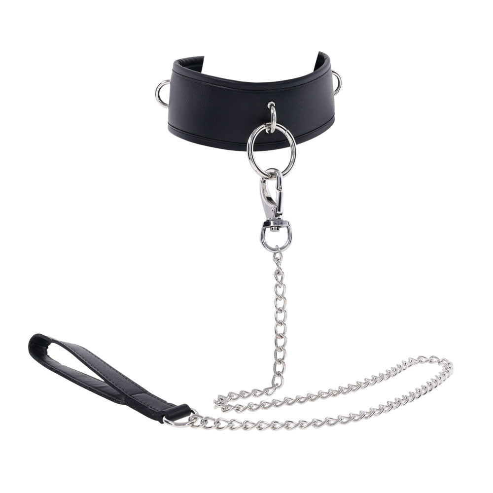 EDGE Collar & Leash - Black Neck Restraint with Heavy Duty Metal Leash - Hush Store Sydney 