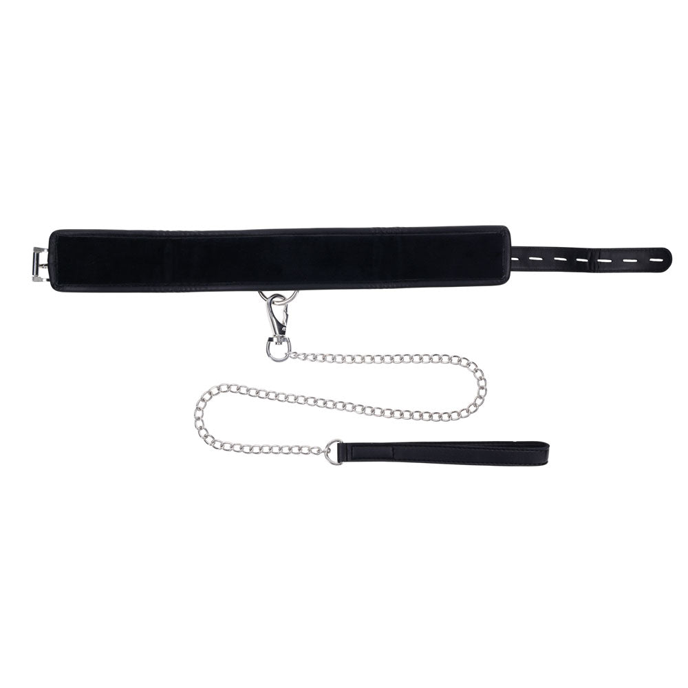 EDGE Collar & Leash - Black Neck Restraint with Heavy Duty Metal Leash - Hush Store Sydney 