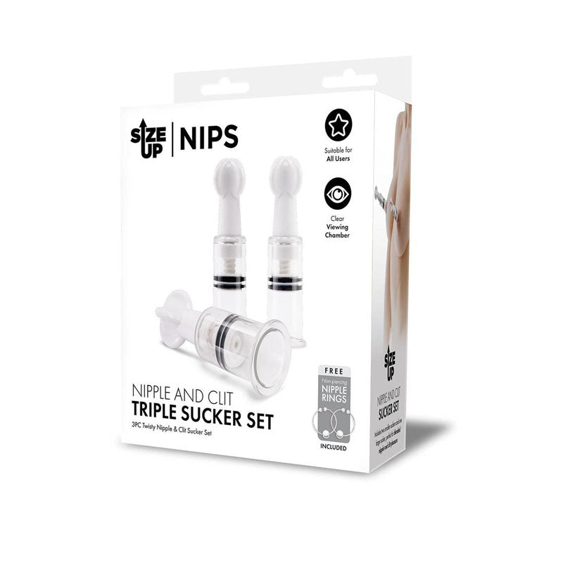 Size Up Nipple and Clit Triple Sucker Set - 3 Piece Sucker Set - Hush Store Sydney 