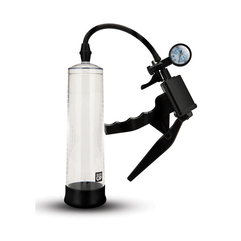 Size Up Ergonomic Trigger Penis Pump with Pressure Gauge - Clear Penis Pump - Hush Store Sydney 
