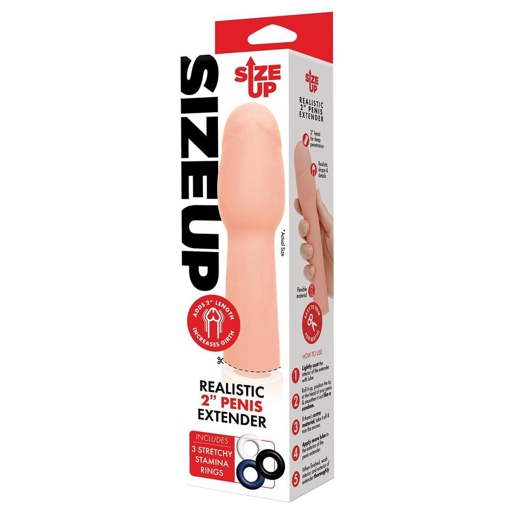 Size Up Realistic 2 Inch Penis Extender - Flesh 5 cm (2'') Penis Extension Sleeve - Hush Store Sydney 