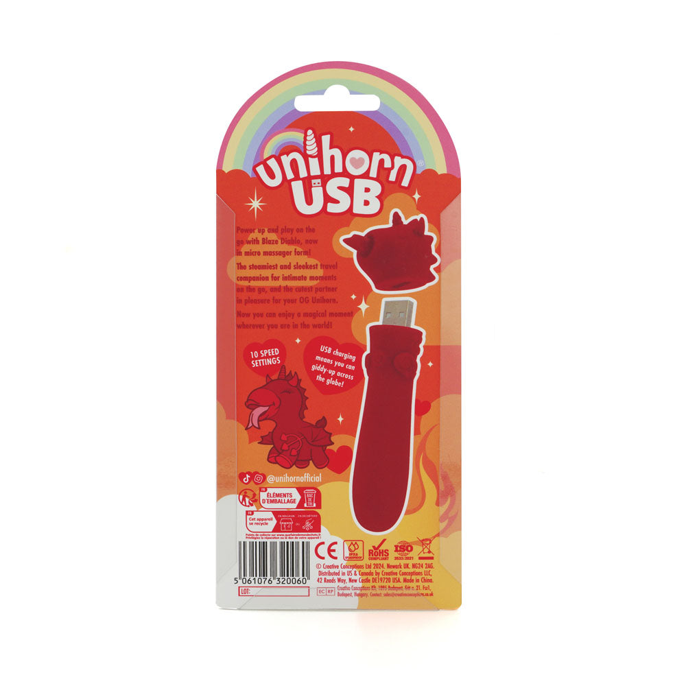 Unihorn - USB Bullet - Blaze Diablo - Red USB Rechargeable Vibrating Bullet