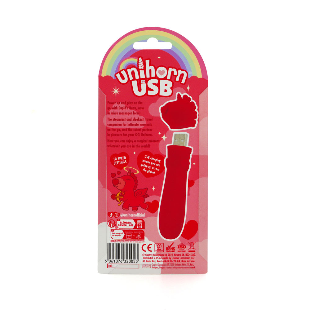Unihorn - USB Bullet - Cupid's Beau - Red USB Rechargeable Vibrating Bullet