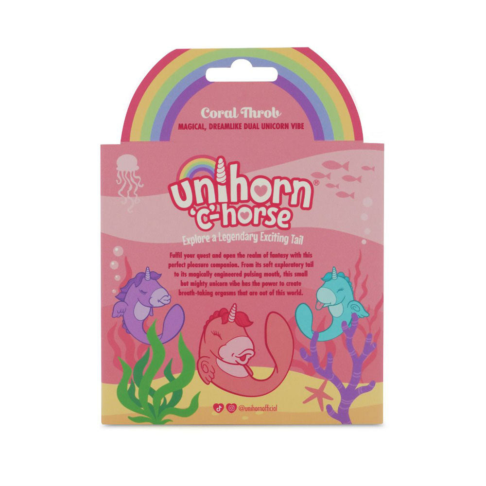 Unihorn - C Horse - Coral Throb - Coral USB Rechargeable Dual Unicorn Vibrator - Hush Store Sydney 