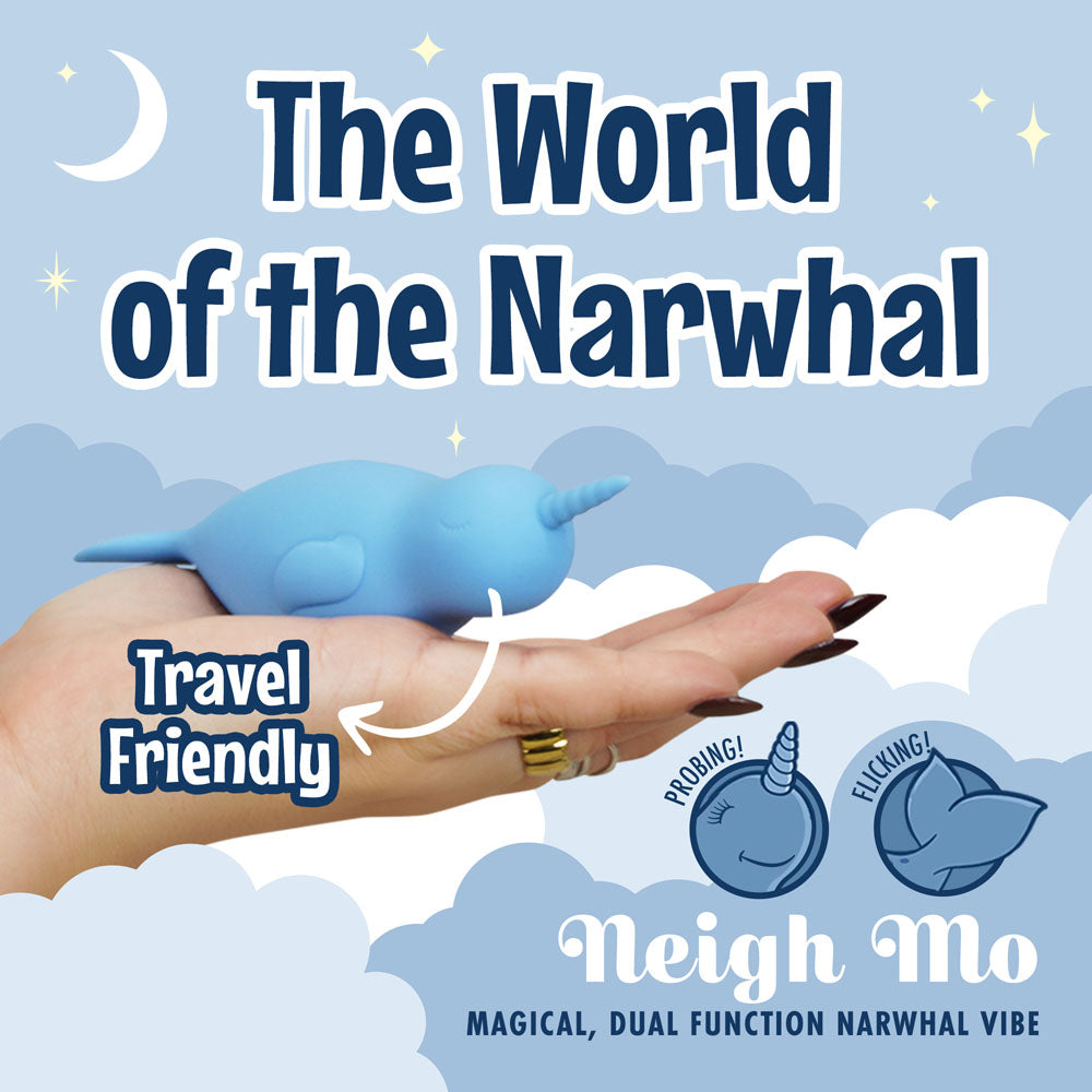 Unihorn of the Sea - Neigh Mo - The Narwhal - Blue USB Rechargeable Dual Motor Stimulator - Hush Store Sydney 
