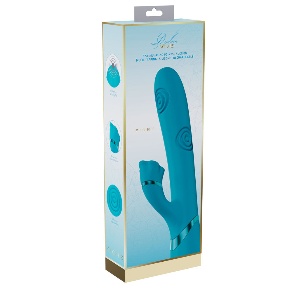 VIVE Fiore - Blue 25 cm USB Rechargeable Tapping Rabbit Vibrator