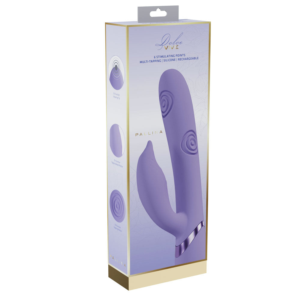 VIVE Pallina - Purple - Purple 25 cm USB Rechargeable Tapping Rabbit Vibrator