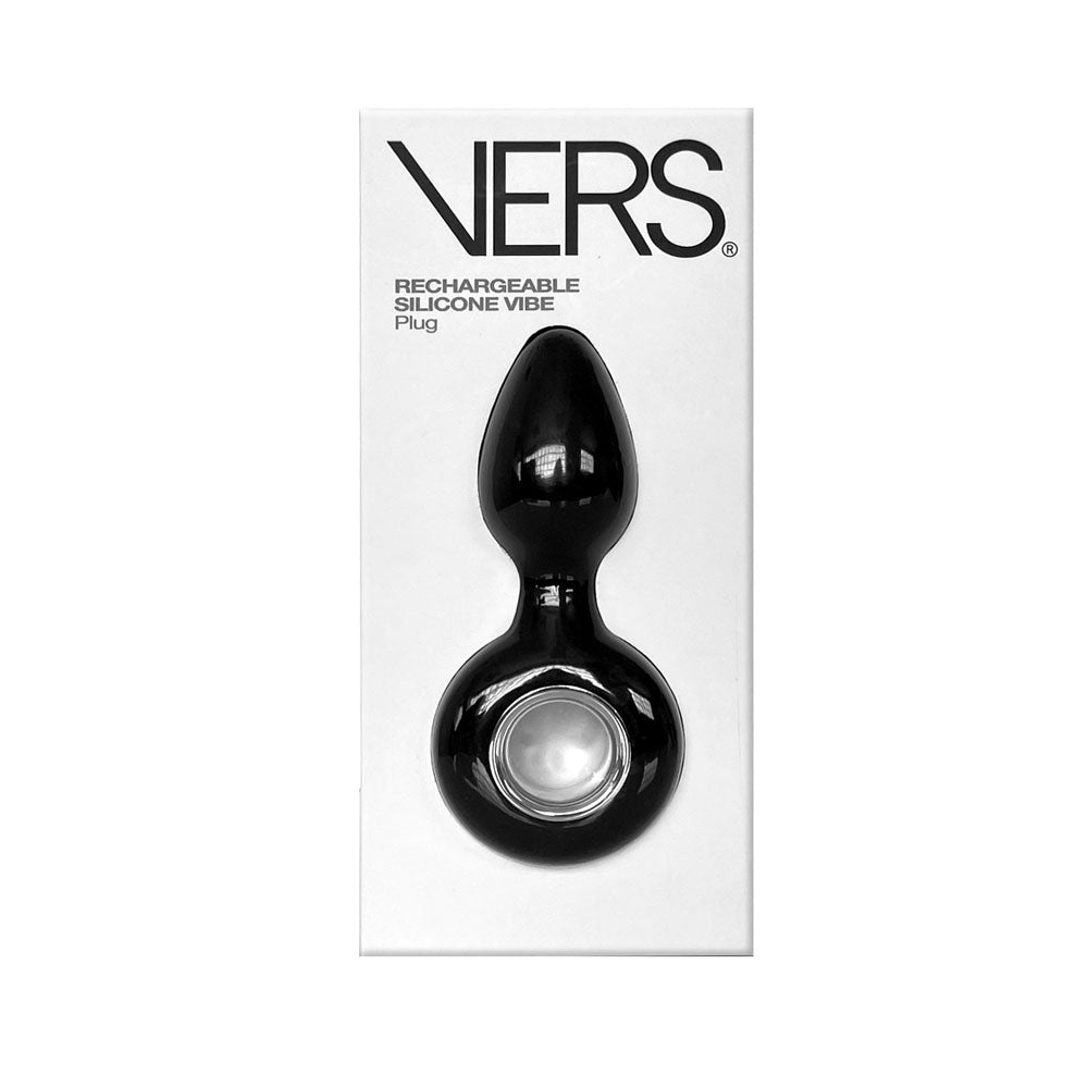 VERS Rechargeable Silicone Plug Vibe - Black 12.5 cm USB Rechargeable Vibrating Butt Plug - Hush Store Sydney 