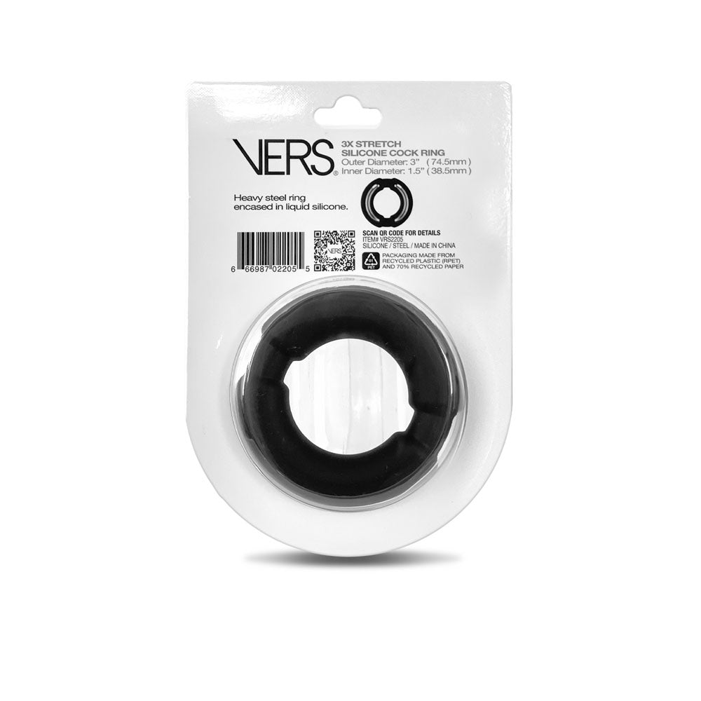VERS Liquid Silicone Weighted Steel Core C-Ring - Black Cock Ring with Steel Core - Hush Store Sydney 