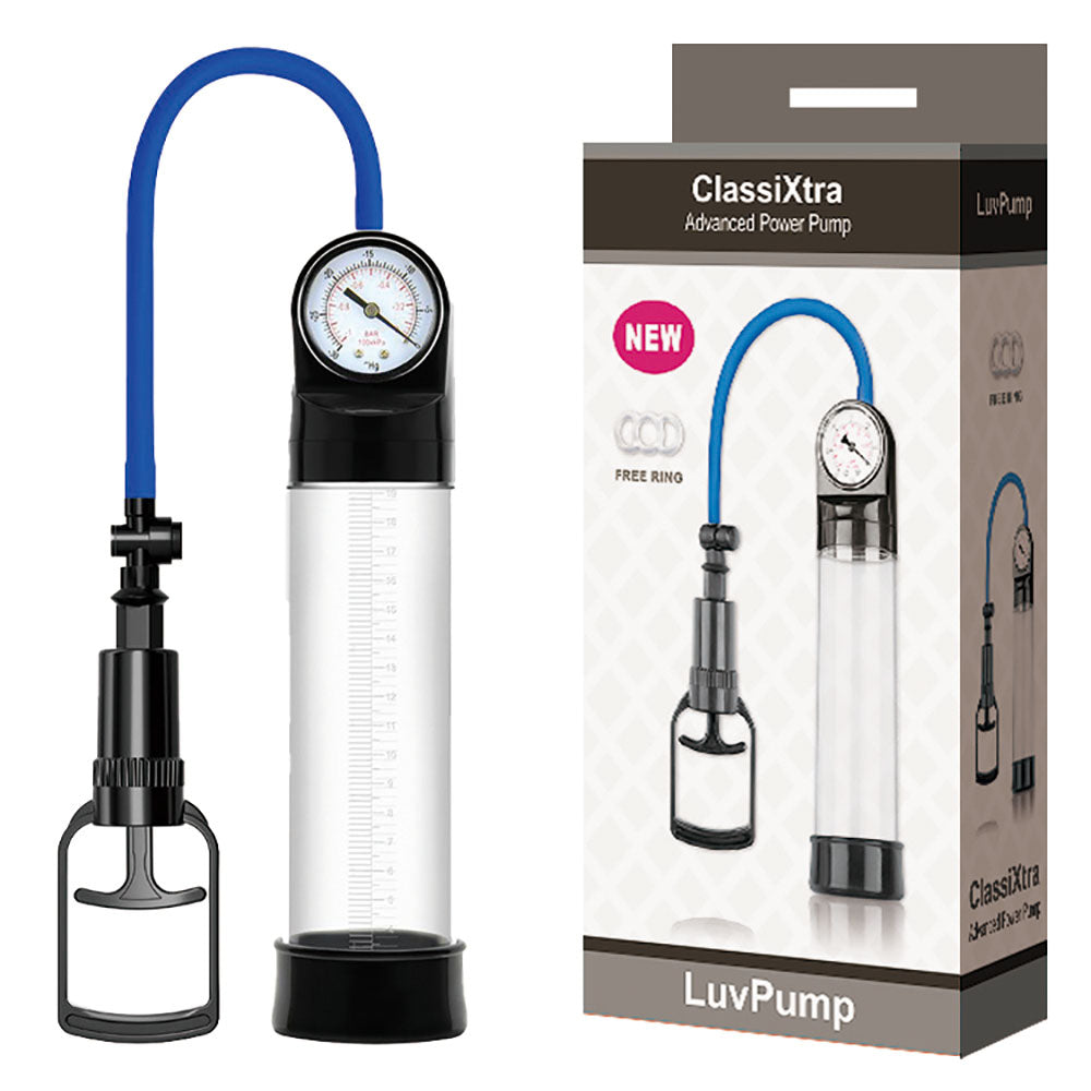 LuvPump ClassiXtra Advanced Power Pump - Clear Penis Pump with Pressure Gauge - Hush Store Sydney 