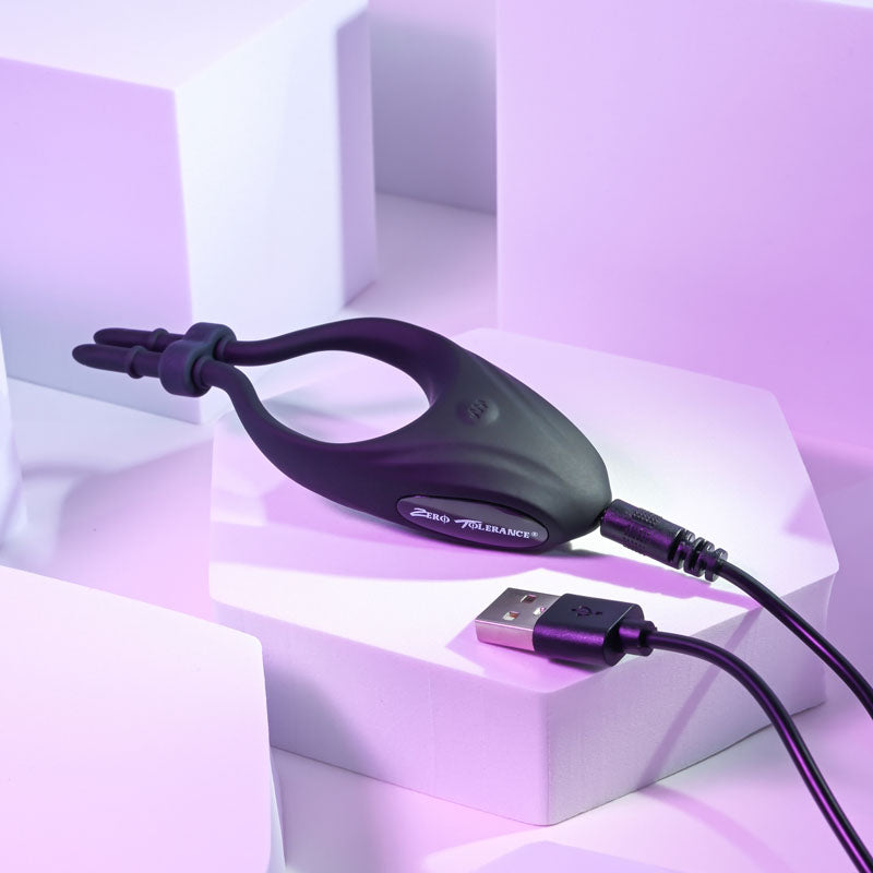 Zero Tolerance PERFECT FIT - Black USB Rechargeable Vibrating Lasso Cock Ring - Hush Store Sydney 