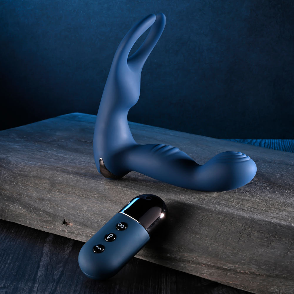 Zero Tolerance BY ALL MEANS - Blue 13.4 cm USB Rechargeable Prostate Massager with Cock Ring - Hush Store Sydney 