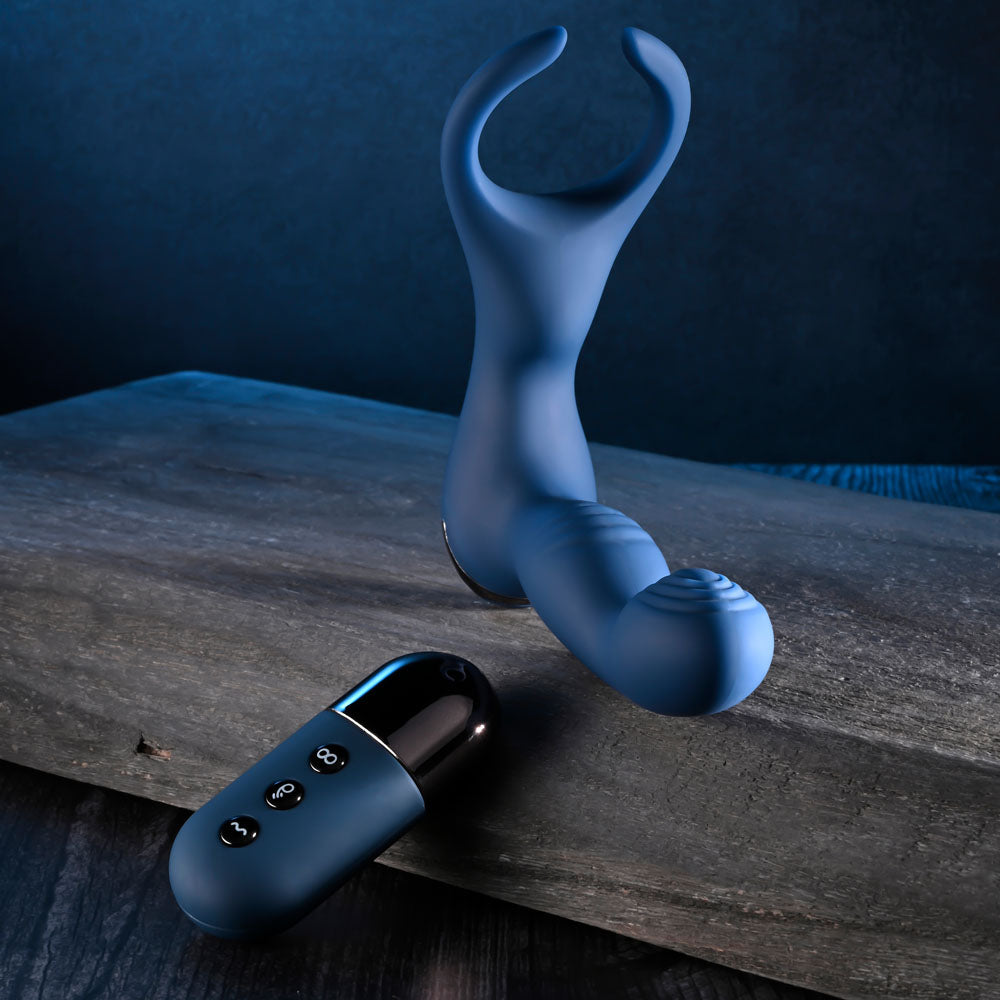 Zero Tolerance BY ALL MEANS - Blue 13.4 cm USB Rechargeable Prostate Massager with Cock Ring - Hush Store Sydney 