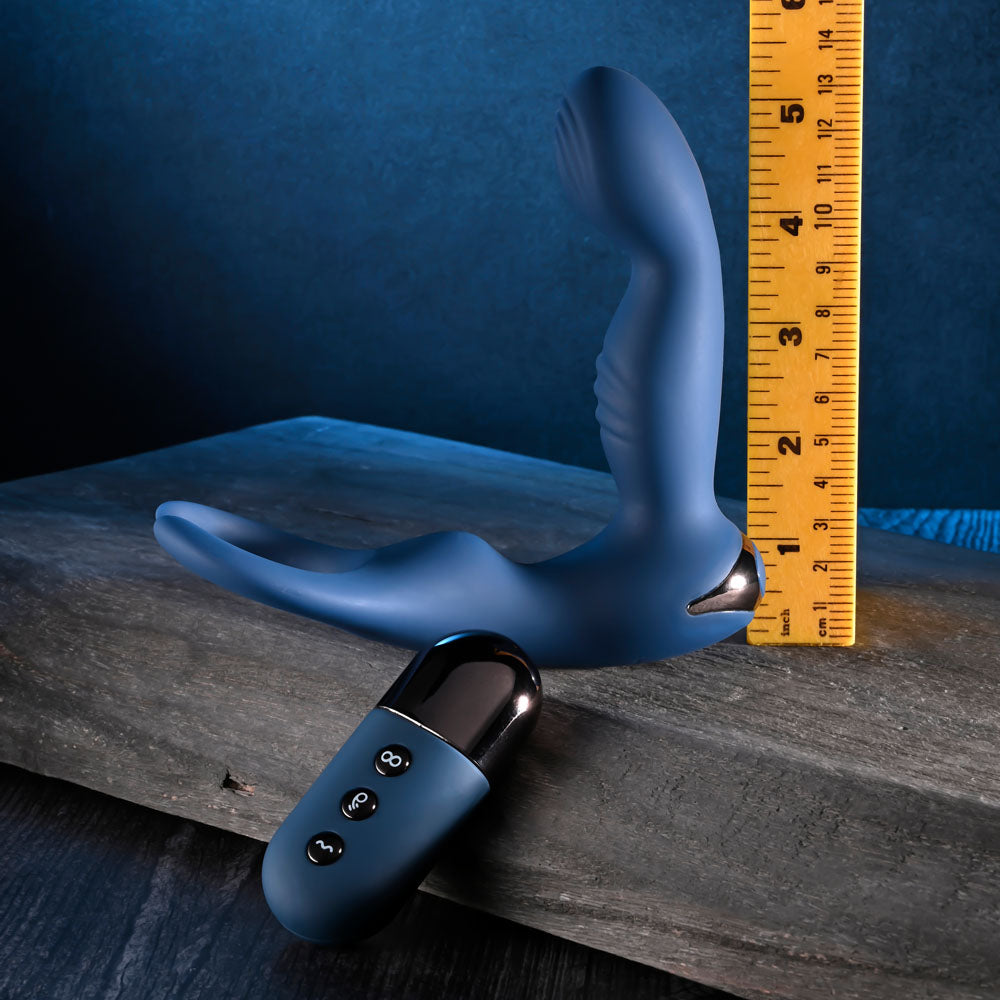 Zero Tolerance BY ALL MEANS - Blue 13.4 cm USB Rechargeable Prostate Massager with Cock Ring - Hush Store Sydney 