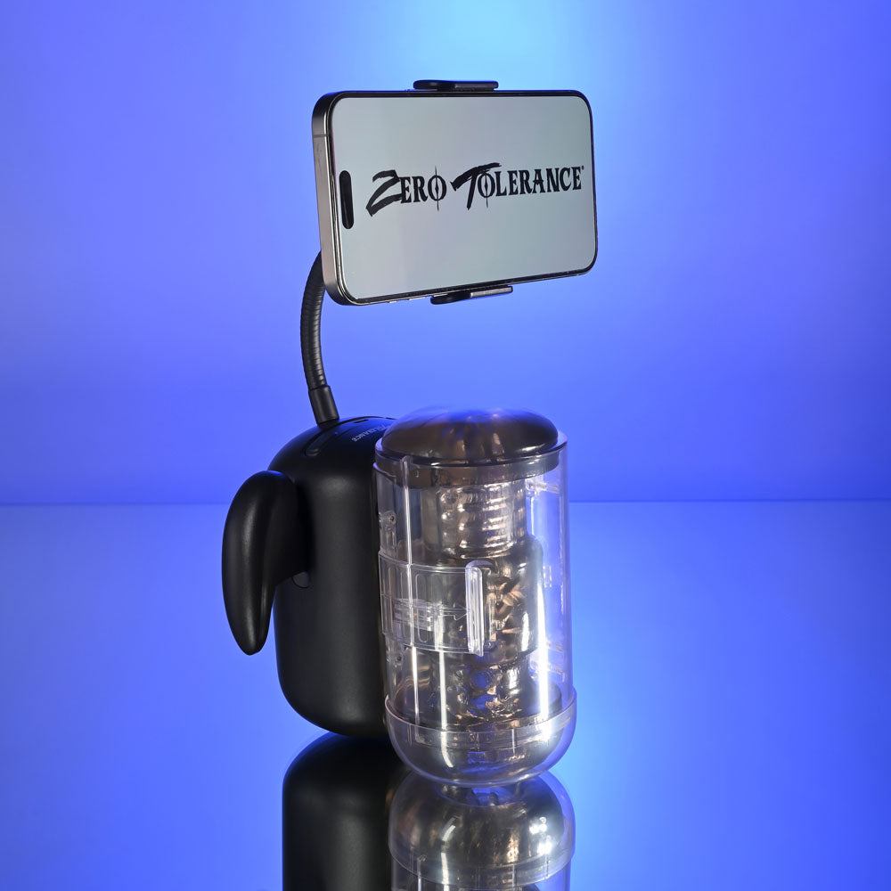 Zero Tolerance HOLD ME TIGHT - Black USB Rechargeable Vibrating Auto Stroker with Phone Holder - Hush Store Sydney