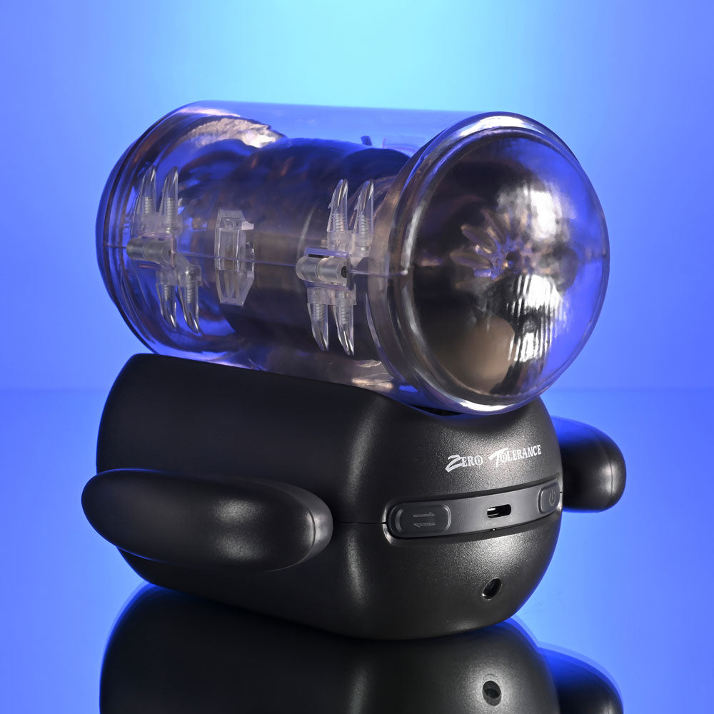 Zero Tolerance HOLD ME TIGHT - Black USB Rechargeable Vibrating Auto Stroker with Phone Holder - Hush Store Sydney 