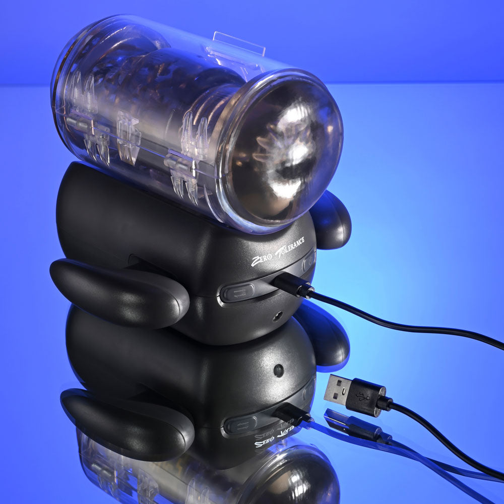 Zero Tolerance HOLD ME TIGHT - Black USB Rechargeable Vibrating Auto Stroker with Phone Holder - Hush Store Sydney 