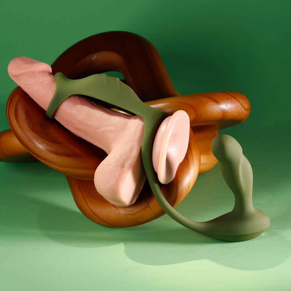Zero Tolerance PROSTATE POWER PACK - Green USB Rechargeable Vibrating Prostate Massager with Cock Ring Harness - Hush Store Sydney 
