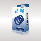 Zolo Extra Thick Silicone Cock Rings 3-Pack - Blue Thick Cock Rings - Set of 3 Sizes