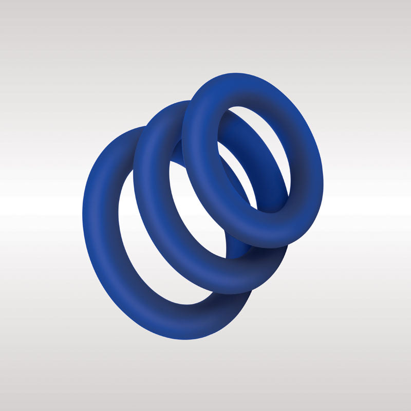Zolo Extra Thick Silicone Cock Rings 3-Pack - Blue Thick Cock Rings - Set of 3 Sizes